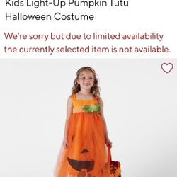 Kids Light-Up Pumpkin Tutu Halloween Costume Size 4-6