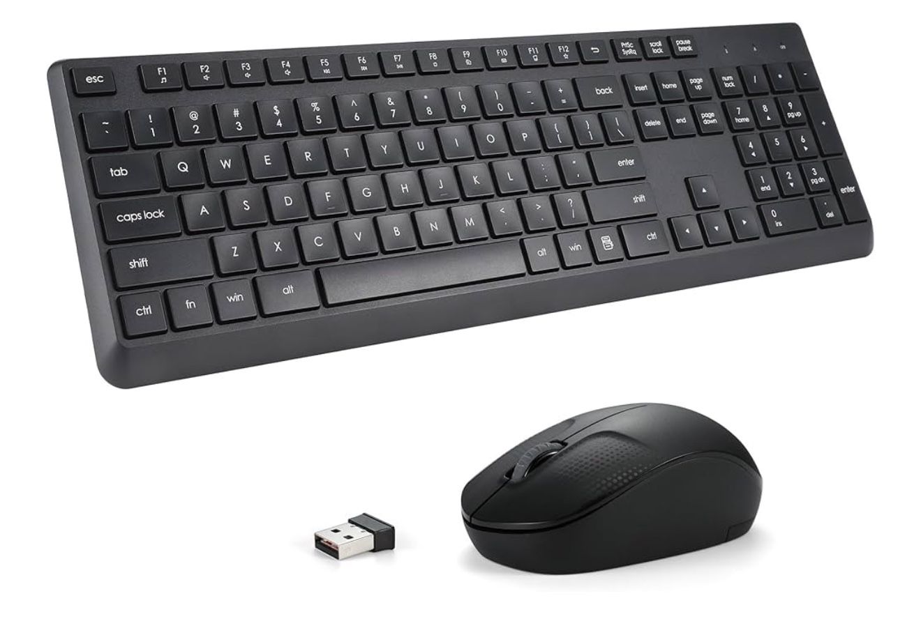 Wireless Keyboard and Mouse Combo for Windows, 2.4G Full-Sized External Cordless