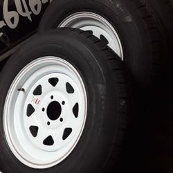 Trailer wheels or just tires. Available 24/7. Free valve stems with every tire