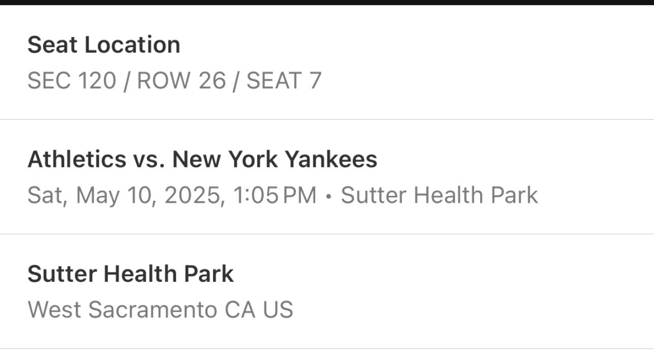 A’s versus Yankees Tickets