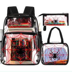 Paterr 3 Pcs Clear Backpack For Boys Spider Backpack