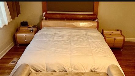 Queen bed frame and 2 night stand