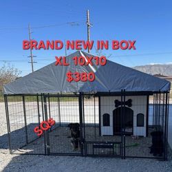 Brand New In Box! Xlarge Heavy Duty Dog Kennel Just Under 10x10 W/ Roof Canopy Swivel Feed Door Customizable Front Door  Dog Cage Corral De Mascota 