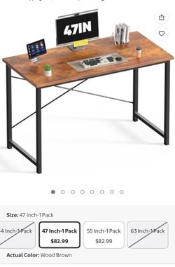 47 Inch Computer Desk for Home Office, X-Shaped, Wood Brown