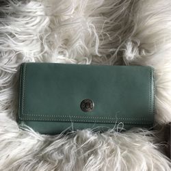 Coach Aqua Tone Leather Full Size Checkbook Wallet 