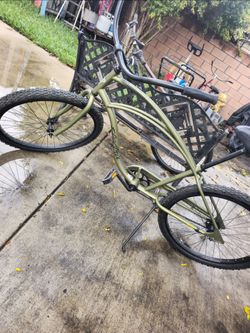 Olive Green Cruiser Bike with Knobby Tires
