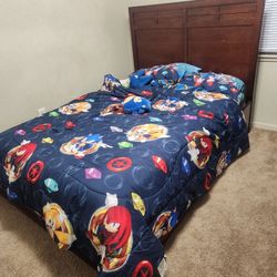 Full Size Bed Frame With Mattress W/night Stand