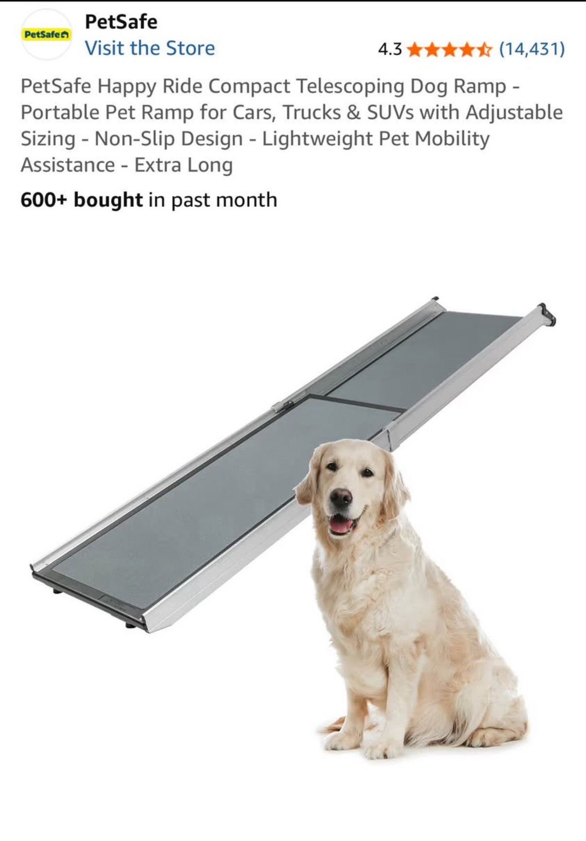 New PetSafe Happy Ride Compact Telescoping Dog Ramp XL