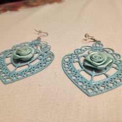 Blue Rose Earrings 
