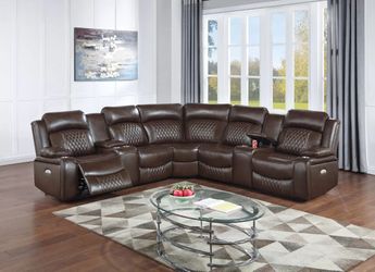 Power Reclining Sectional - Brown Color