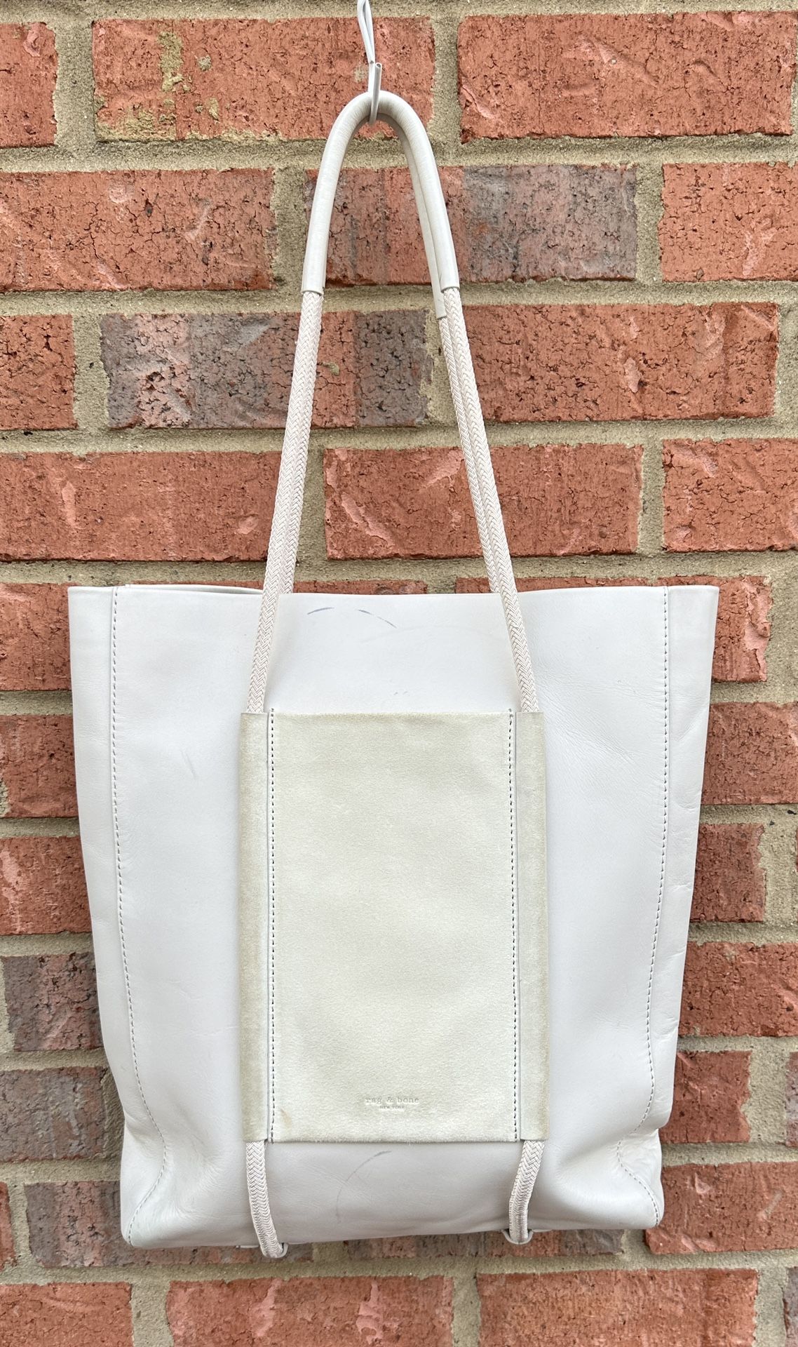 Rag & Bone Passport Leather Large Tote Cream