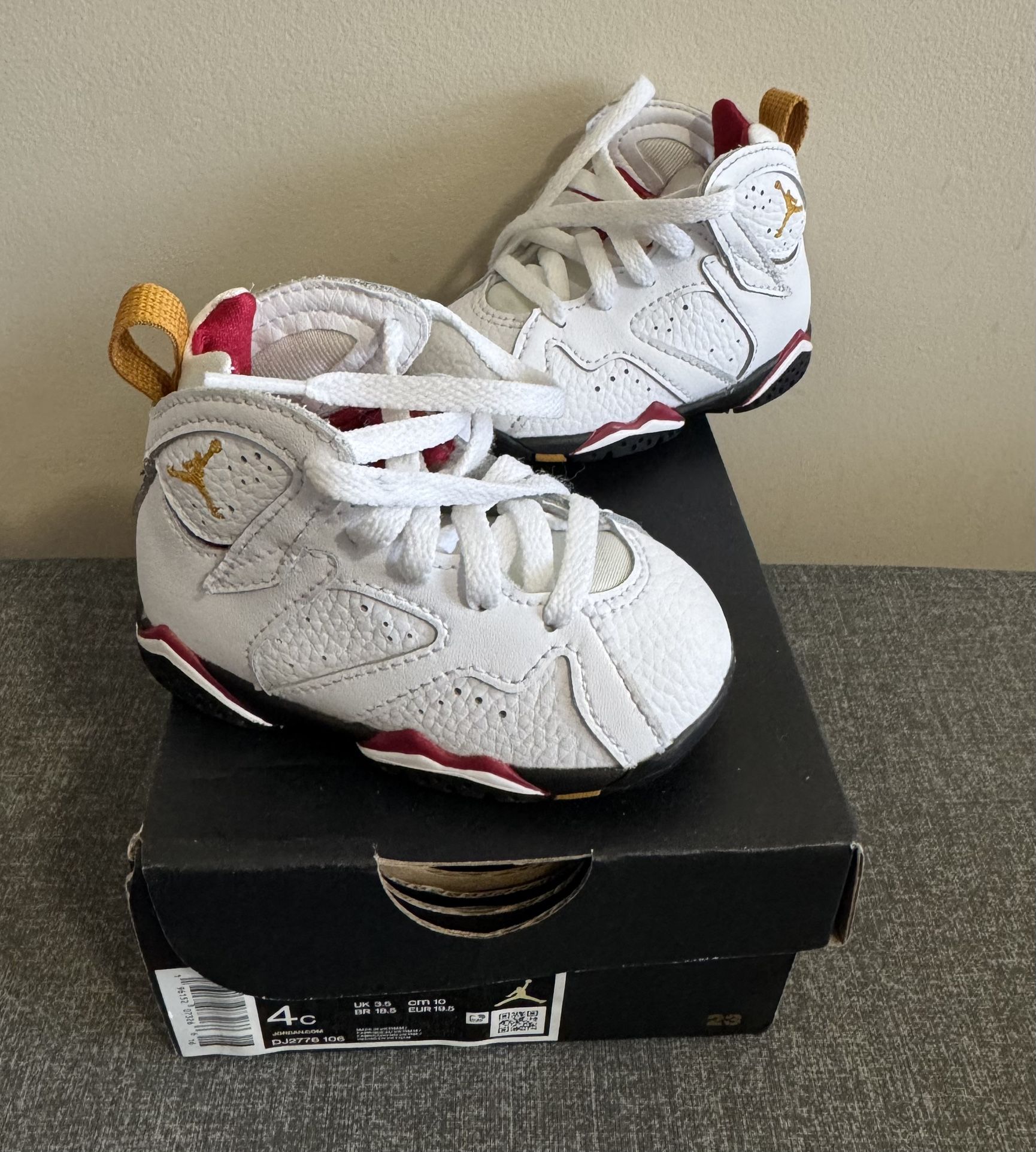 Jordan 7 Retro - White, Black & Cardinal Red - Size 4c