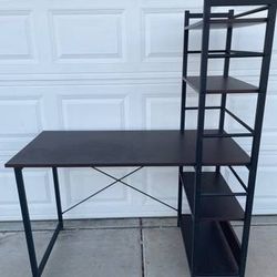 Bookcase Shelf Cabinet with Reading Computer Desk
