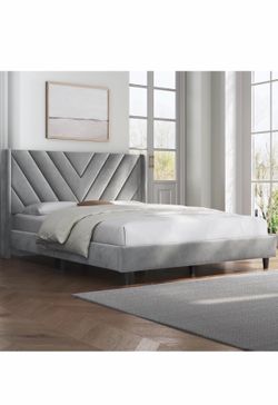 Queen frame bed gray