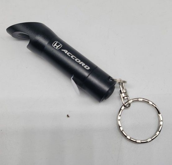 Brand New Honda Accord Key Ring Black Keychain Flashlight Bottle Opener