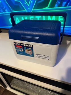 Rubbermaid Tote 6 Cooler White With Blue Top