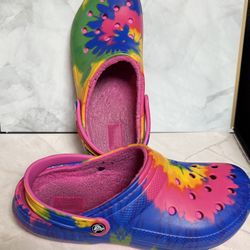 Paint Splatter Pink Crocs W12/ M10