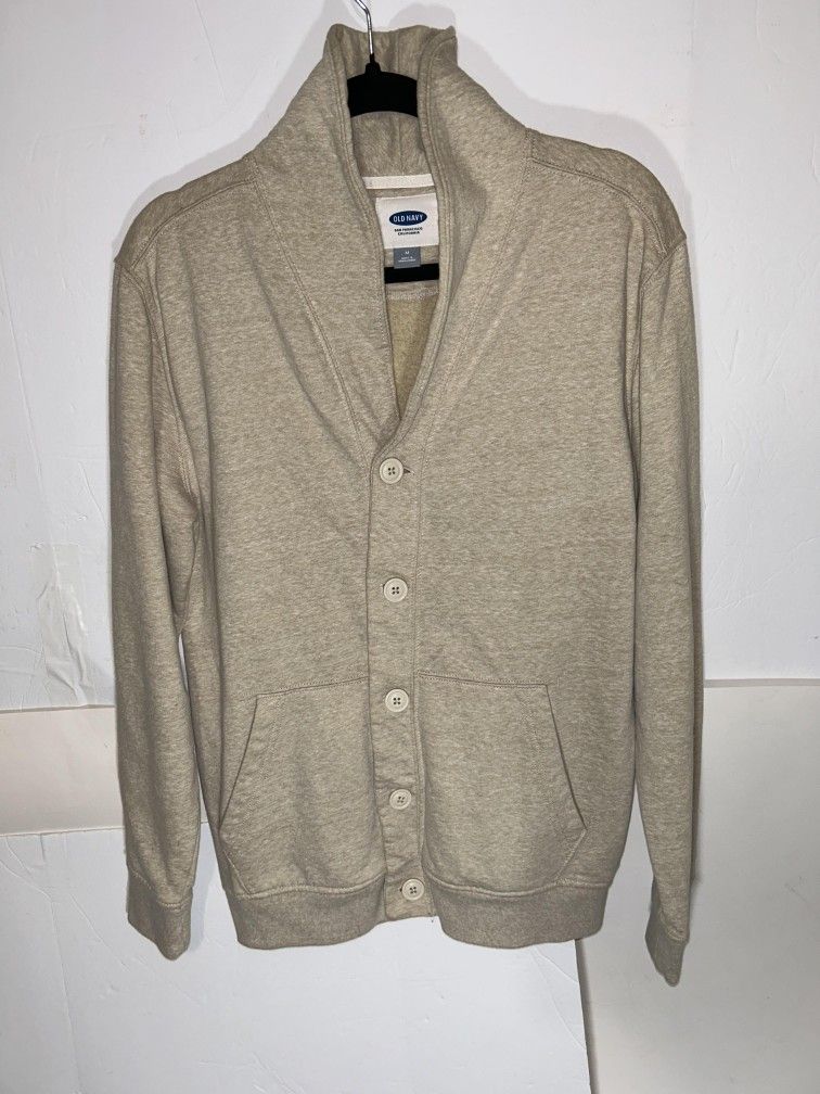 Old Navy Womens Medium Beige Shawl Collar Button Up Cardigan Sweater