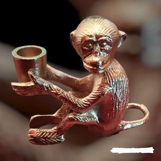 Candle Holder Gold Aluminum Monkey