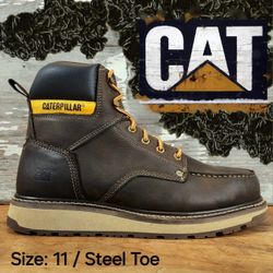 New CAT Caterpillar Calibrate Steel Toe Moc Toe Wedge Work Boots Size: 11