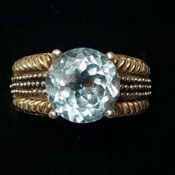 Sky Blue Topaz Sterling Silver and Gold over Sterling Silver Ring