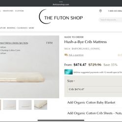 Hush-a-Bye - 2" Latex & Organic Cotton - Organic Cotton Crib Mattress Includes Organic Cotton Waterproof Mattress Cover 