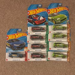 lot of 9 hotwheels Honda civic