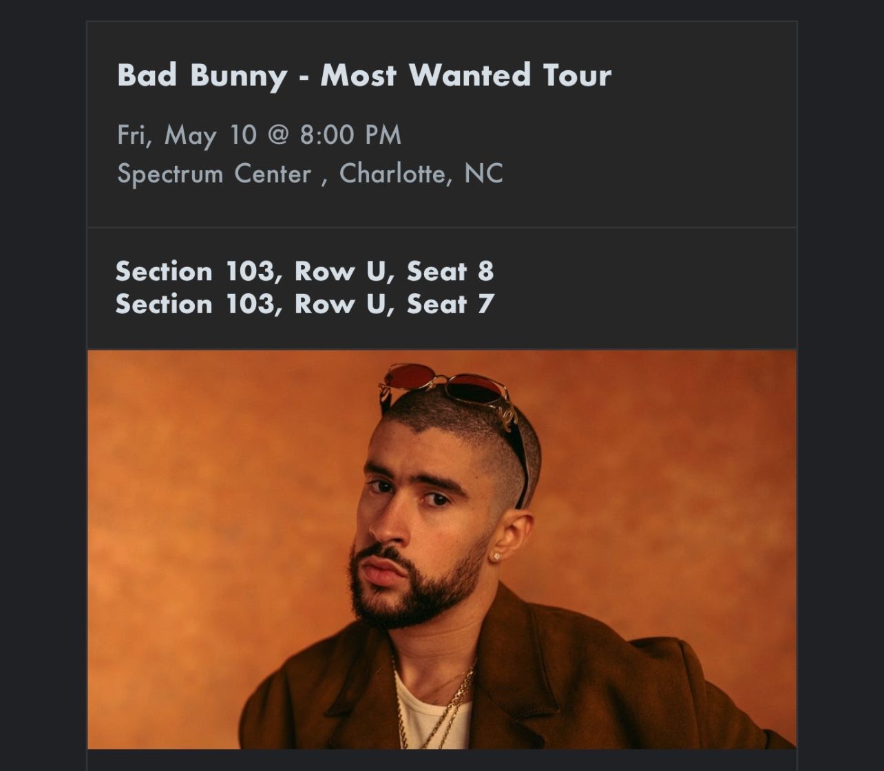 Bad Bunny Most Wanted tour (2) Tickets