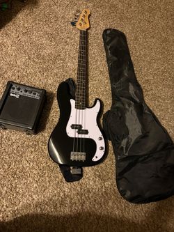 Electric Bass Guitar with Amp and Gig Bag
