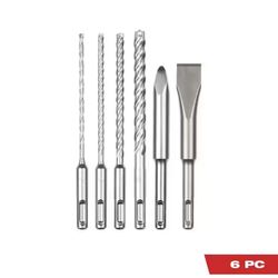 Milwaukee 4-Cutter SDS-Plus Carbide Drill Bits with Flat and Bull Point Chisel (6-Piece