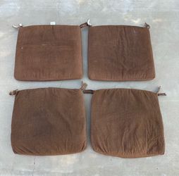 4 Brown Patio Chair Seat Cushions 20” By 20”