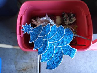 Large Tote Full Miscellaneous Christmas Decorating Items 