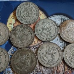 Old México Silver Pesos Monedas De Plata Morelos 