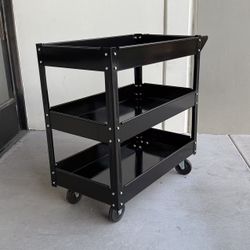 New In Box 30x16x31 Inch Tall 3 Tier Multipurpose Utility Tool Storage Rolling Cart For Garage Warehouse Cleaning Mechanic Shop 
