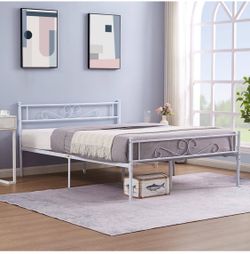 LIKE NEW! High-Quality Home Depot White Full Size Metal Bed Frame - $35