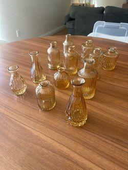 Set of 12 Amber Glass Bud Vases – Wedding & Event Decor