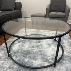 Glass Top Steel Coffee Table