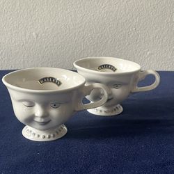 Baileys Irish Cream YUM Cups Winking Eye Face Mr & Mrs Coffee Mugs / Tea Cups