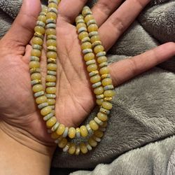  Smooth Opal Rondelles Necklace with Polly Clay Beads - Unique Handmade Jewelry