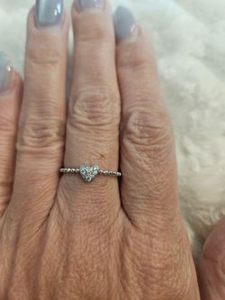 Diamond 14kt white gold heart ring