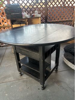 Solid Wood Round Expandable Dining Table w/ Storage