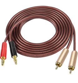 🔌 MEIRIYFA 2RCA Plugs to 2 Banana Plugs Speaker Wire 🎵 Dual Banana Plug to RCA Male Plug OFC HiFi Speaker Cable for Speaker & Subwoofer – 2M