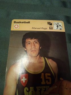 Vintage 1979 basketball sportscaster collector card /Manuel raga (card #54-23)