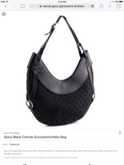 Authentic Black Gucci Monogram half moon Hobo Bag