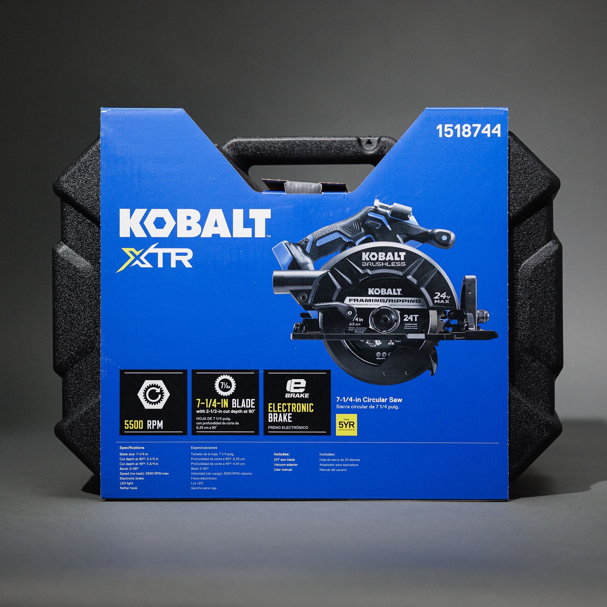 Kobalt XTR 24V Brushless 7-1/4" Circular Saw NEW LED Light, Brake, 56° Bevel, Metal Shoe, Bare Tool
