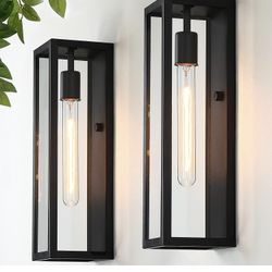 Outdoor Wall Lights Exterior 2-Pack, 15.8'' Waterproof Matte Black Front Porch 