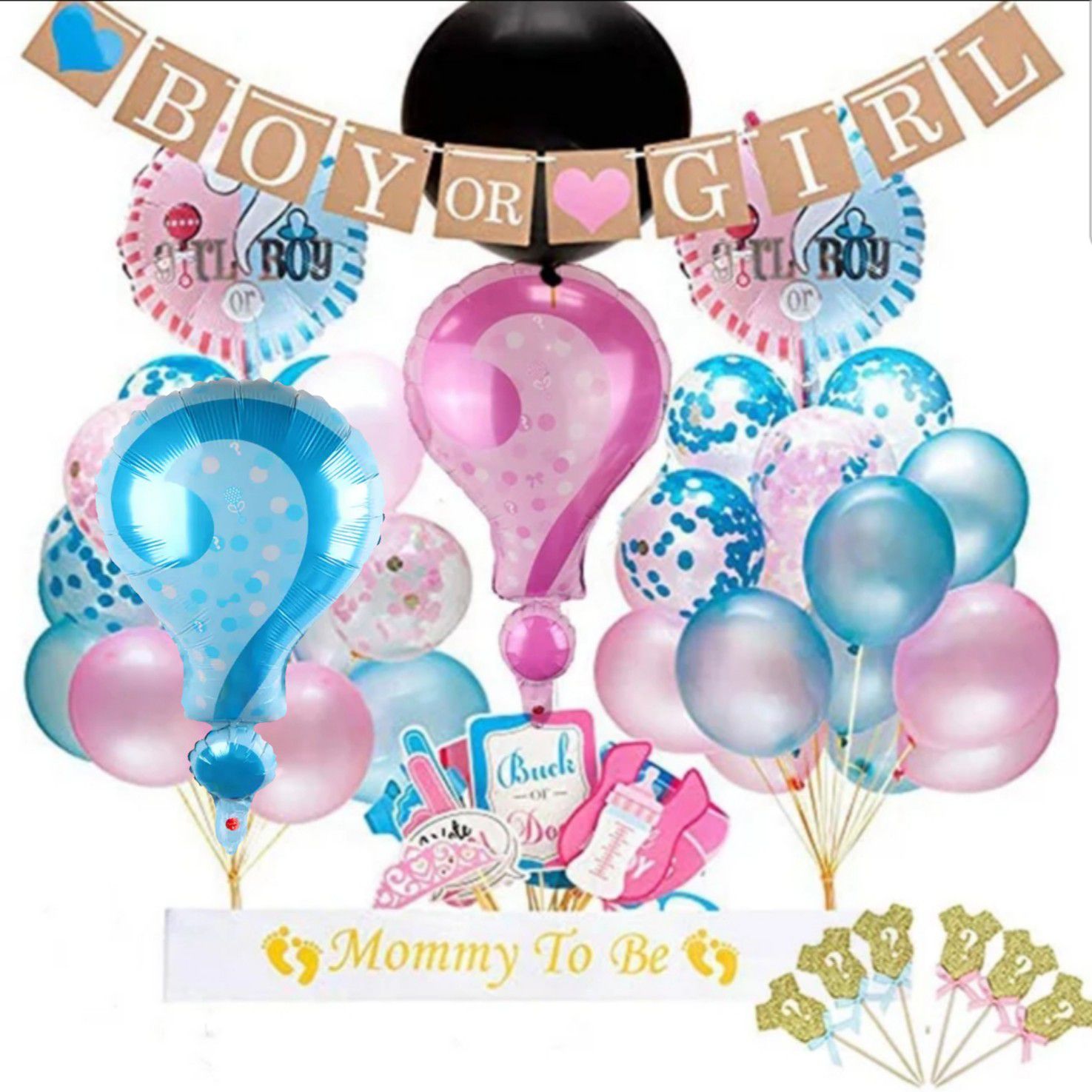 Gender Reveal Boy Girl Pink and Blue Party Pack