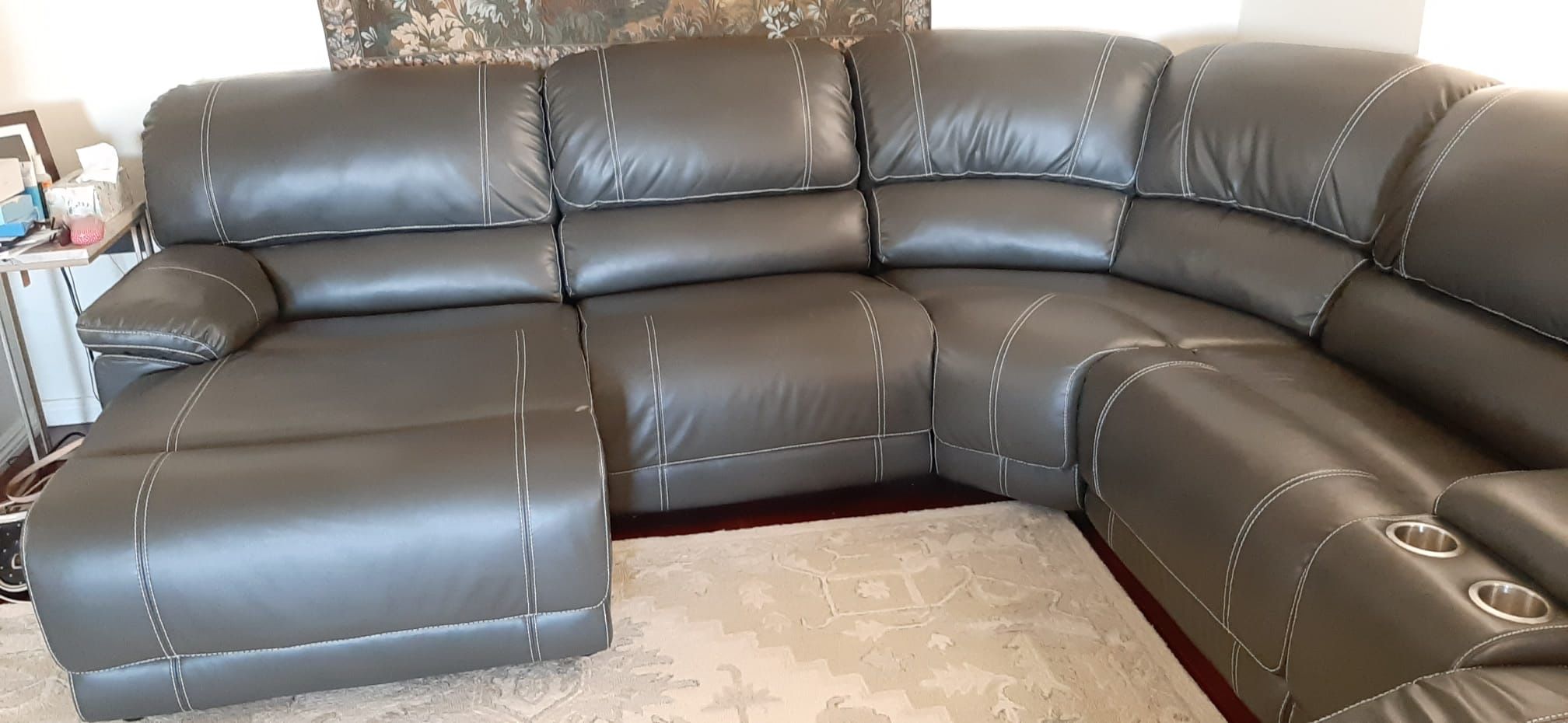 Black Flex Leather Sectional  Sofa 