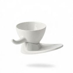 Isamu Noguchi White Ceramic Tea Cup and Saucer Set