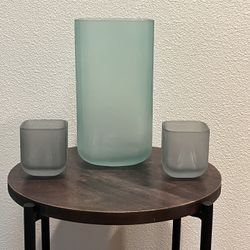  Crate And Barrel Glass Vases/candle Holder